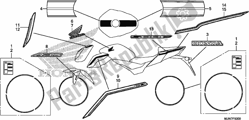 All parts for the Mark/stripe of the Honda CB 500 FA 2018