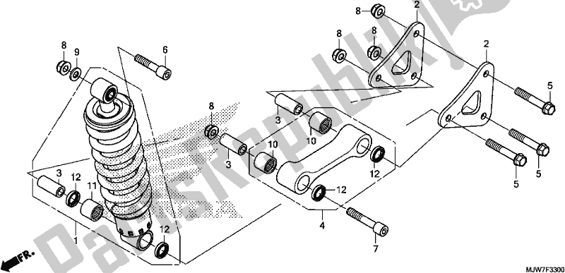 All parts for the Rear Cushion of the Honda CB 500 FA 2018