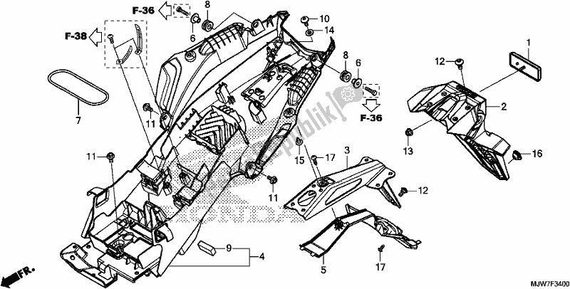 Tutte le parti per il Parafango Posteriore del Honda CB 500 FA 2018