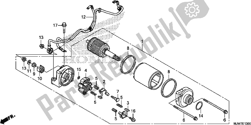 All parts for the Starter Motor of the Honda CB 500 FA 2018