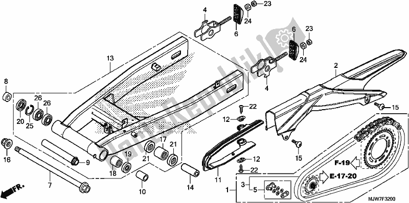 Todas as partes de Braço Oscilante do Honda CB 500 FA 2018