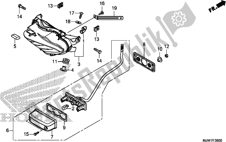 All parts for the Taillight of the Honda CB 500 FA 2018