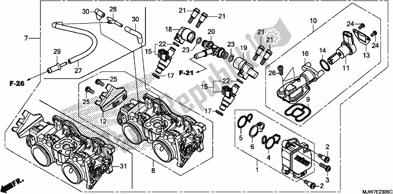 All parts for the Throttle Body of the Honda CB 500 FA 2018