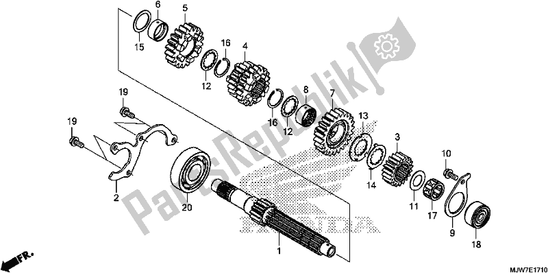 All parts for the Transmission (mainshaft) of the Honda CB 500 FA 2018