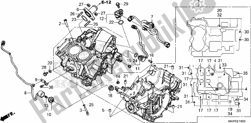 All parts for the Crankcase of the Honda CB 500 FA 2019