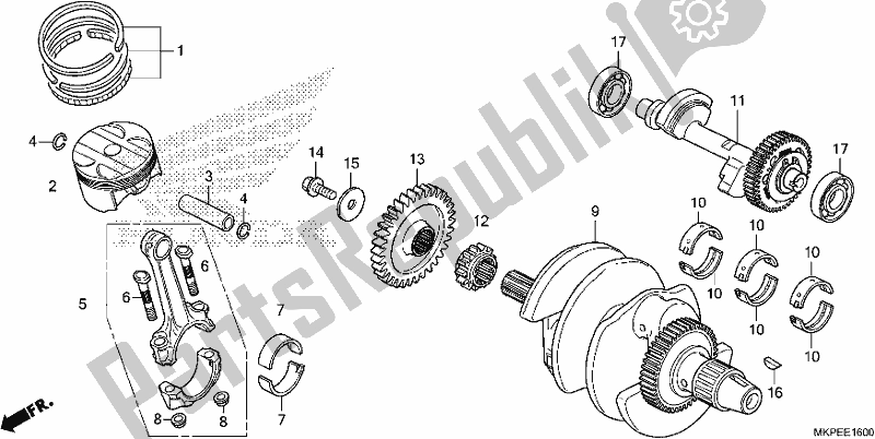 All parts for the Crankshaft/piston of the Honda CB 500 FA 2019