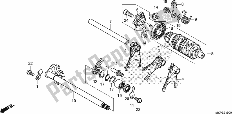 All parts for the Gearshift Drum of the Honda CB 500 FA 2019
