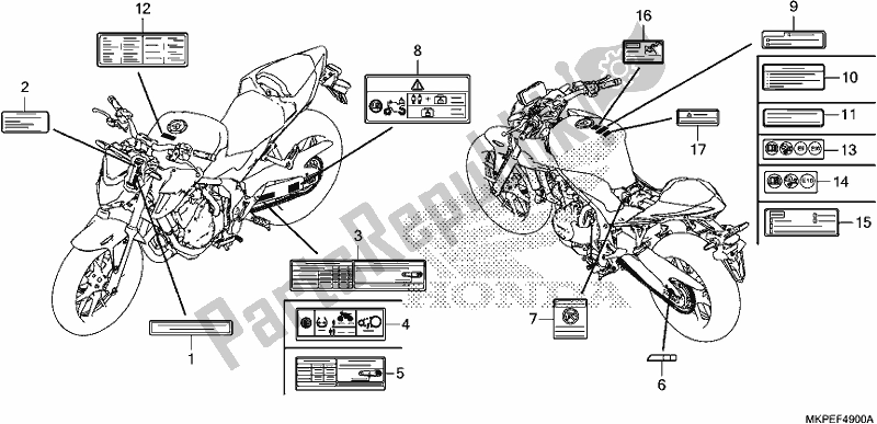 Tutte le parti per il Etichetta Di Avvertenza del Honda CB 500 FA 2021