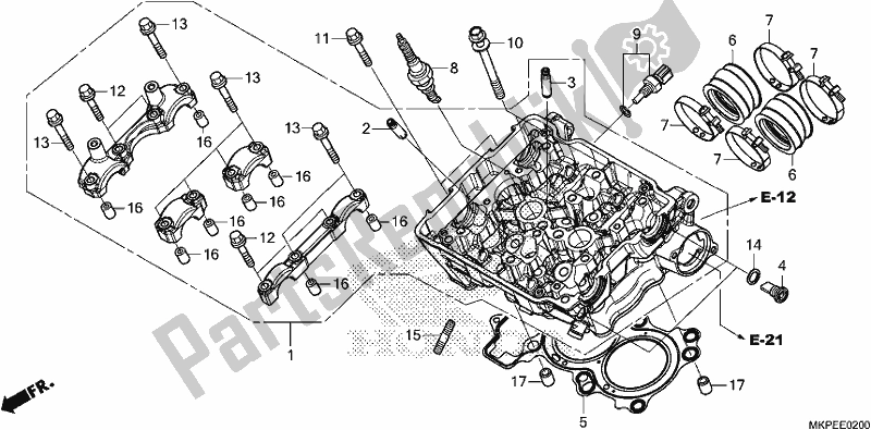Alle onderdelen voor de Cilinderkop van de Honda CB 500 FA 2021