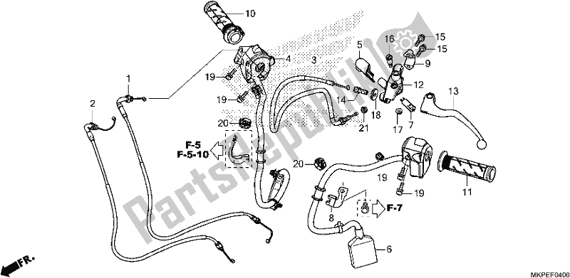 Alle onderdelen voor de Handle Lever/switch/cable van de Honda CB 500 FA 2021