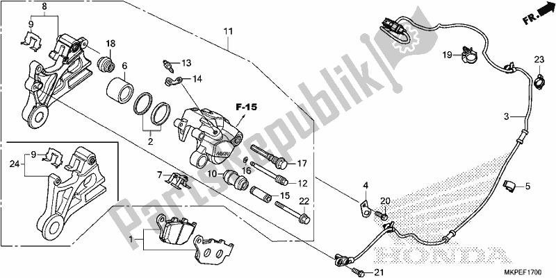 Alle onderdelen voor de Achter Remklauw van de Honda CB 500 FA 2021