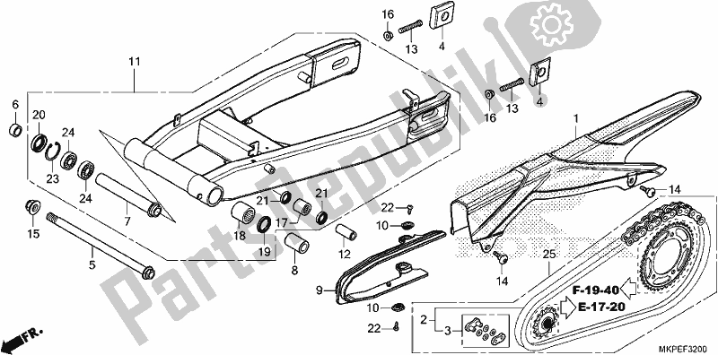 All parts for the Swingarm of the Honda CB 500 FA 2021