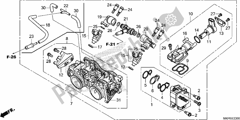 Alle onderdelen voor de Gasklephuis van de Honda CB 500 FA 2021