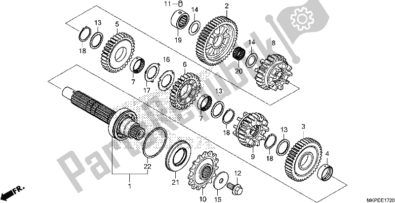 All parts for the Transmission (countershaft) of the Honda CB 500 FA 2021