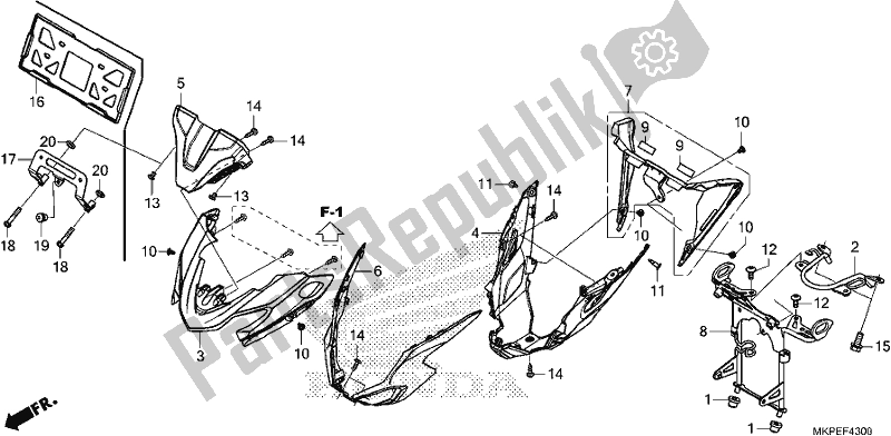 All parts for the Upper Cowl of the Honda CB 500 FA 2021