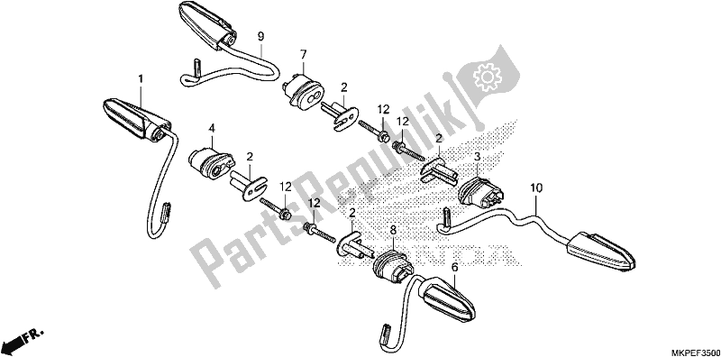 Todas as partes de Piscadela do Honda CB 500 FA 2021