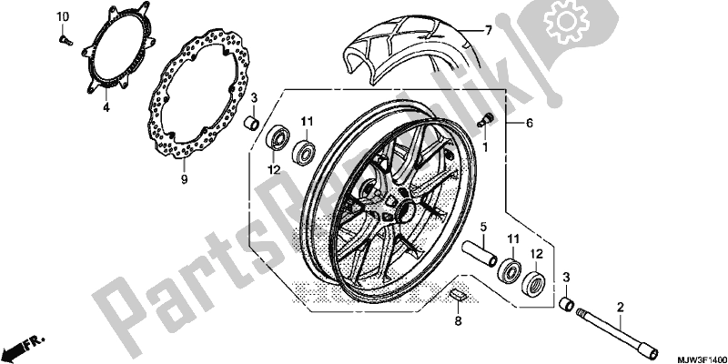 All parts for the Front Wheel of the Honda CB 500 XA 2017