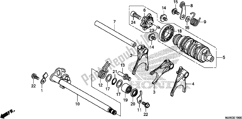 All parts for the Gearshift Drum of the Honda CB 500 XA 2017