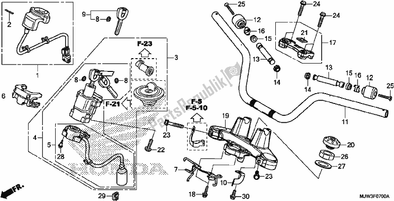 All parts for the Handle Pipe/top Bridge of the Honda CB 500 XA 2017
