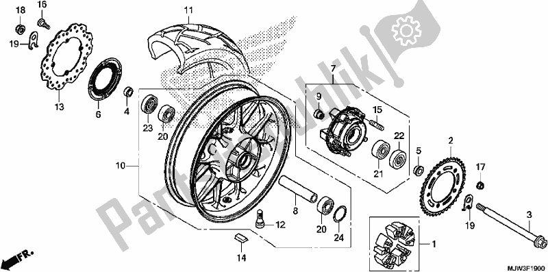 All parts for the Rear Wheel of the Honda CB 500 XA 2017