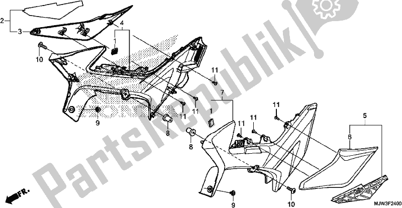 Todas as partes de Tampa Lateral do Honda CB 500 XA 2017
