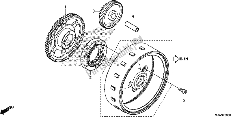 All parts for the Starting Clutch of the Honda CB 500 XA 2017