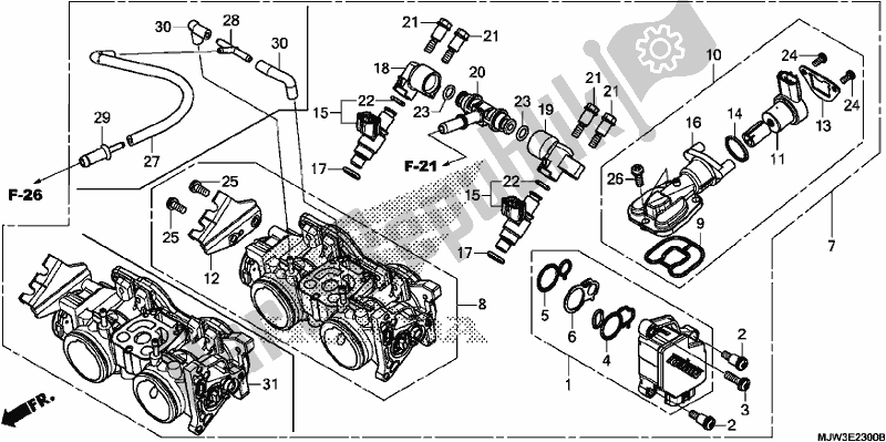 All parts for the Throttle Body of the Honda CB 500 XA 2017