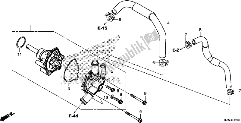 Alle onderdelen voor de Waterpomp van de Honda CB 500 XA 2017