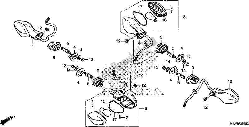 All parts for the Winker of the Honda CB 500 XA 2017