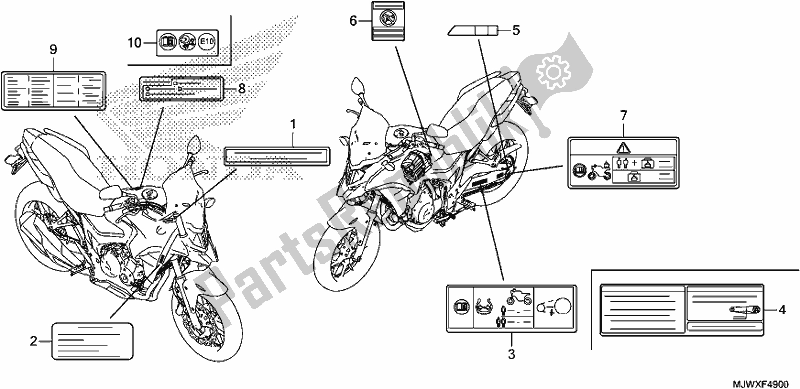 Todas as partes de Etiqueta De Cuidado do Honda CB 500 XA 2018