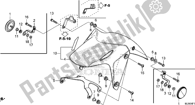 Tutte le parti per il Parafango Anteriore del Honda CB 500 XA 2018