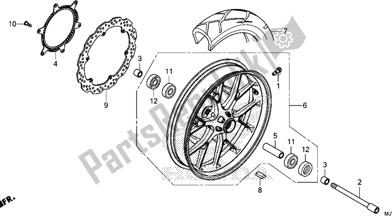 All parts for the Front Wheel of the Honda CB 500 XA 2018