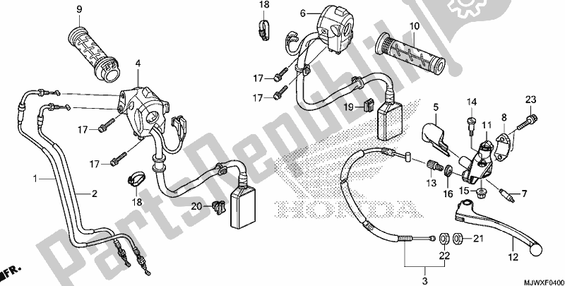 Todas as partes de Handle Lever/switch/cable do Honda CB 500 XA 2018