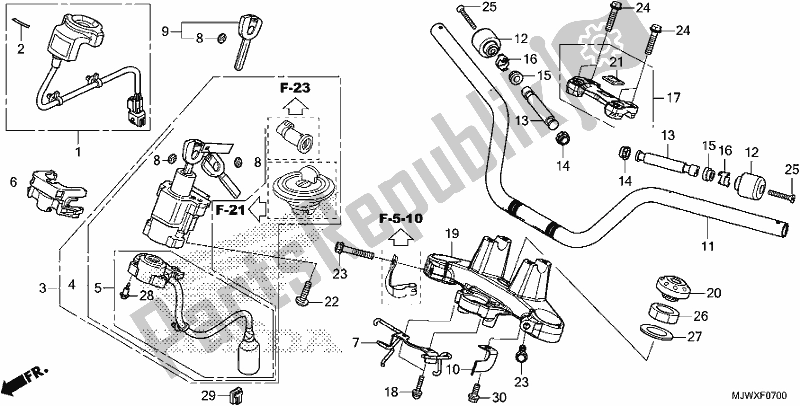 Todas as partes de Handle Pipe/top Bridge do Honda CB 500 XA 2018