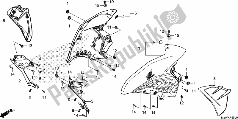 Tutte le parti per il Cappuccio Medio del Honda CB 500 XA 2018