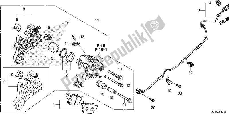 All parts for the Rear Brake Caliper of the Honda CB 500 XA 2018