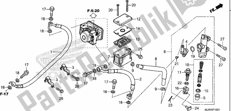 Tutte le parti per il Pompa Freno Posteriore del Honda CB 500 XA 2018