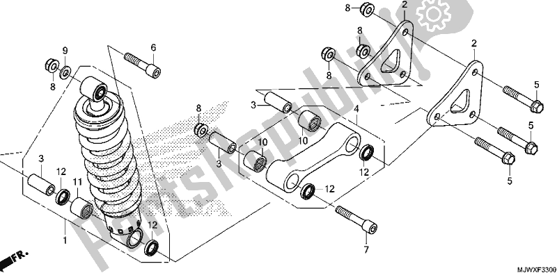 All parts for the Rear Cushion of the Honda CB 500 XA 2018