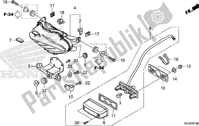 Tutte le parti per il Fanale Posteriore del Honda CB 500 XA 2018