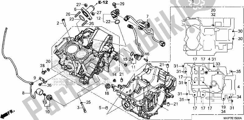 Alle onderdelen voor de Carter van de Honda CB 500 XA 2019