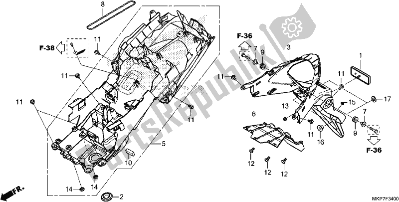 Todas as partes de Pára-choque Traseiro do Honda CB 500 XA 2019