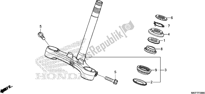 Todas as partes de Haste De Direção do Honda CB 500 XA 2019