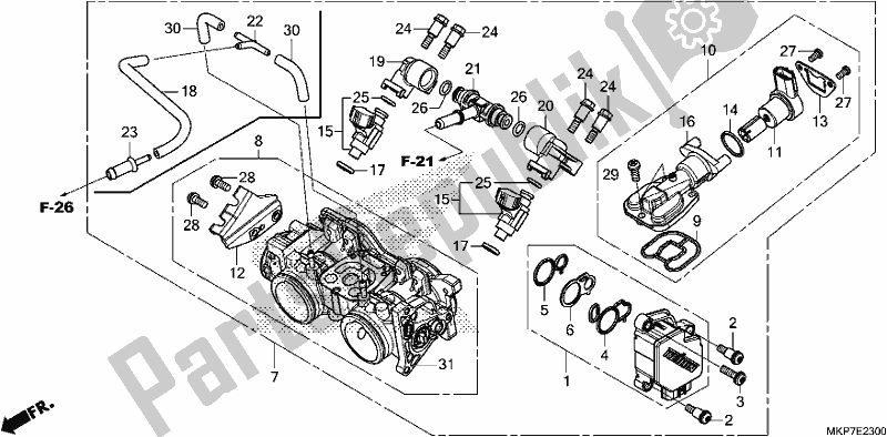 All parts for the Throttle Body of the Honda CB 500 XA 2019
