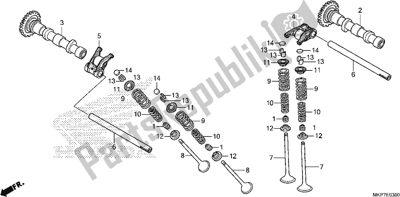 Todas as partes de árvore De Cames / Válvula do Honda CB 500 XA 2021