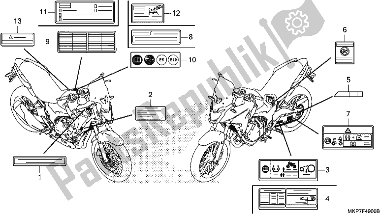 Tutte le parti per il Etichetta Di Avvertenza del Honda CB 500 XA 2021