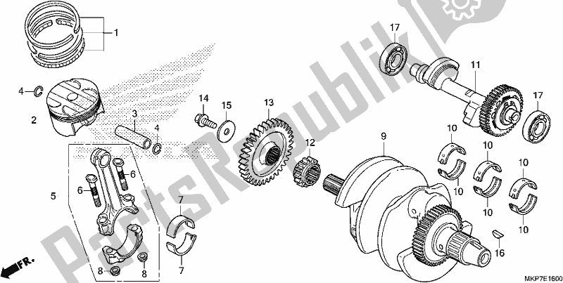 All parts for the Crankshaft/piston of the Honda CB 500 XA 2021