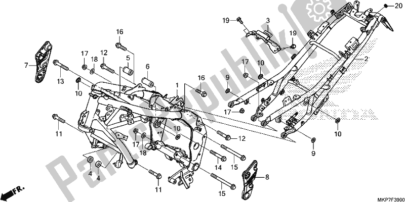 All parts for the Frame Body of the Honda CB 500 XA 2021