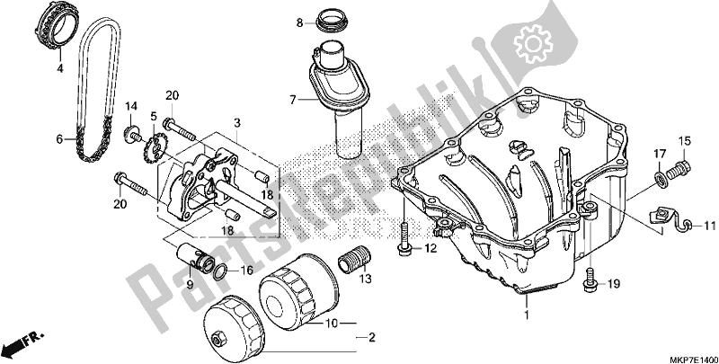 Todas as partes de Oil Pan/oil Pump do Honda CB 500 XA 2021