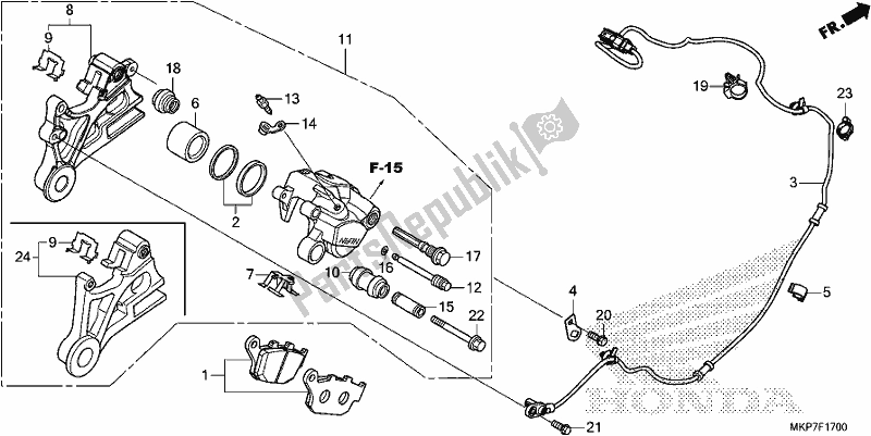 Wszystkie części do Zacisk Hamulca Tylnego Honda CB 500 XA 2021