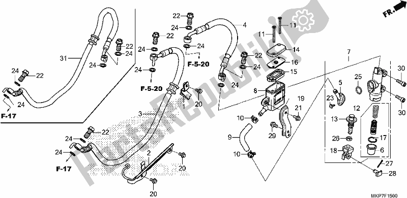 All parts for the Rear Brake Master Cylinder of the Honda CB 500 XA 2021